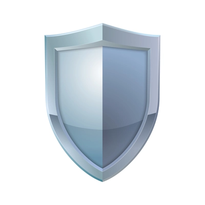 Safety protection realistic icon with blank shield vector illustration