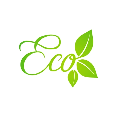 Eco flat emblem with green leaves vector illustration