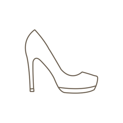 Female shoe with high heel line icon flat vector illustration