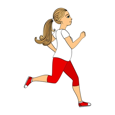 Running woman on white background flat vector illustration