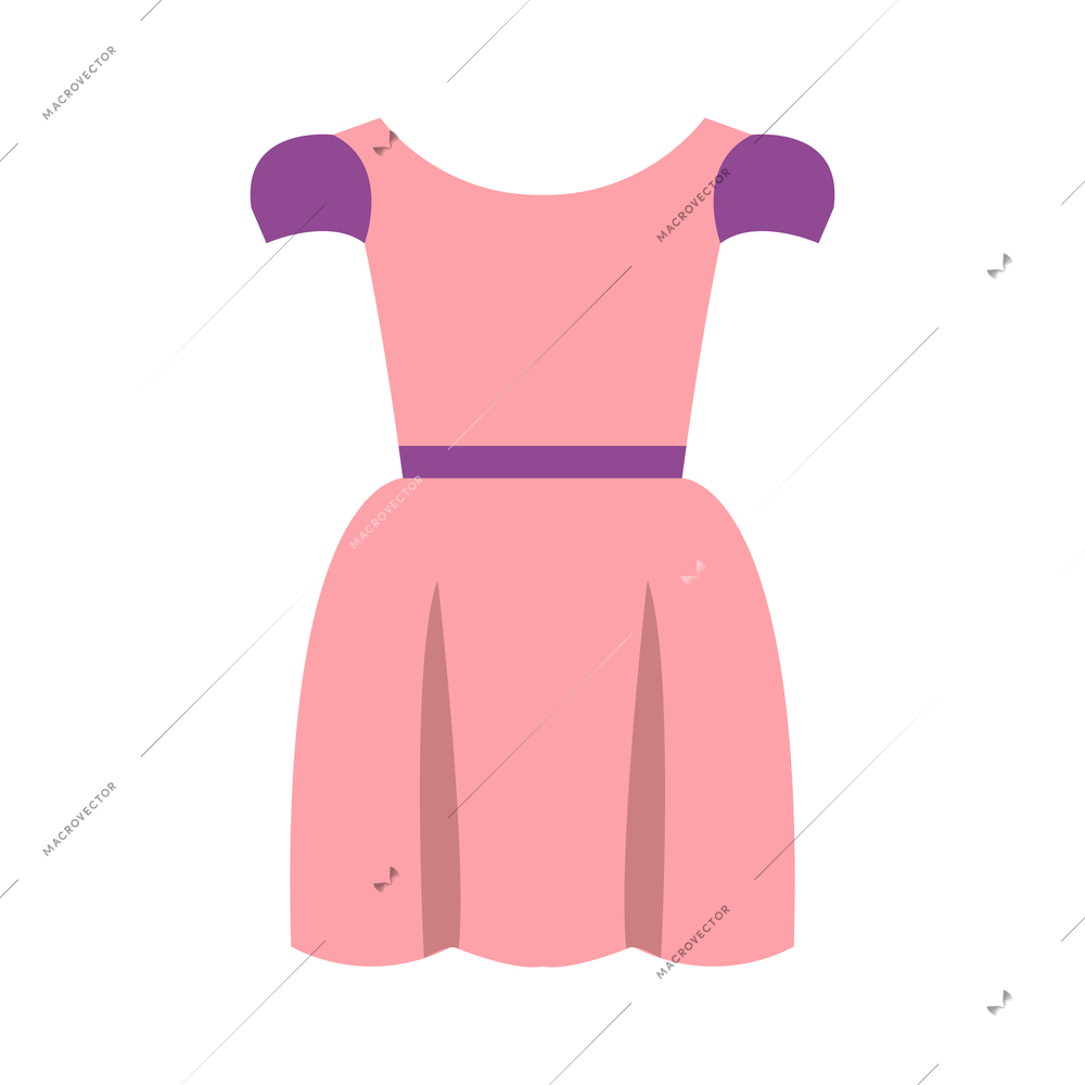 Pink summer short sleeved dress flat icon vector illustration