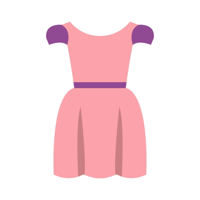 Pink summer short sleeved dress flat icon vector illustration