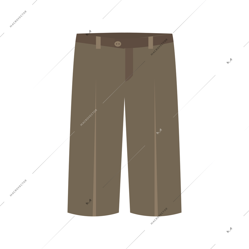 Brown male trousers with button flat icon vector illustration