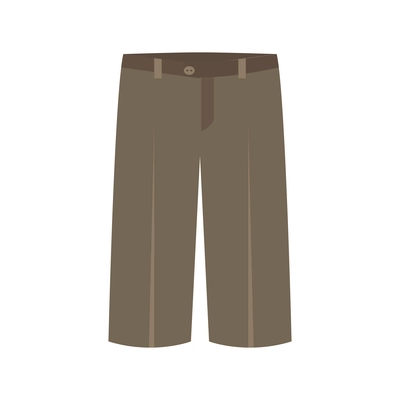 Brown male trousers with button flat icon vector illustration