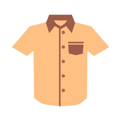 Light color male short sleeved shirt with pocket and buttons flat vector illustration