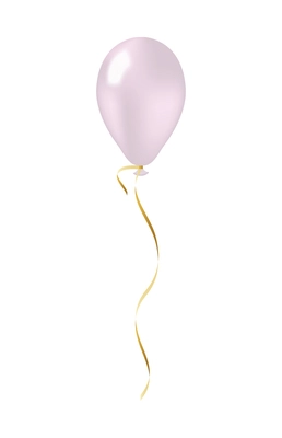 Realistic colored balloon with golden ribbon vector illustration