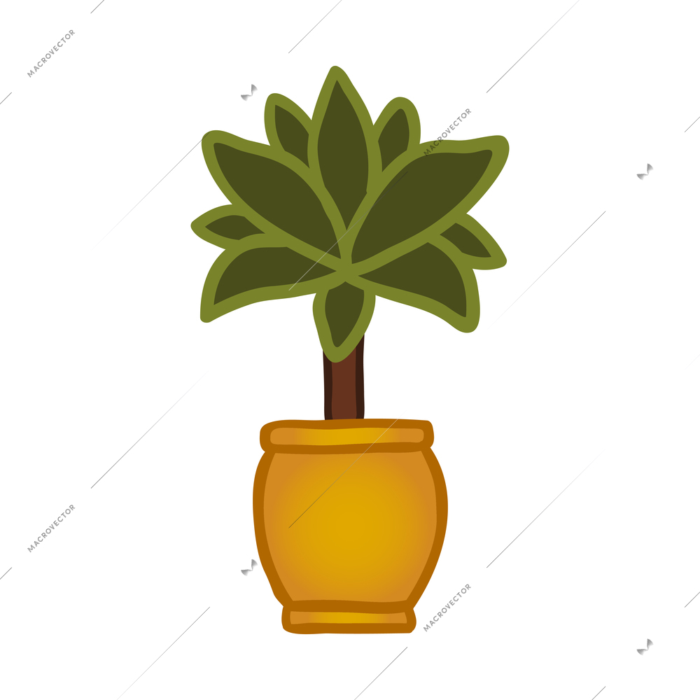 Green plant in pot cartoon icon vector illustration