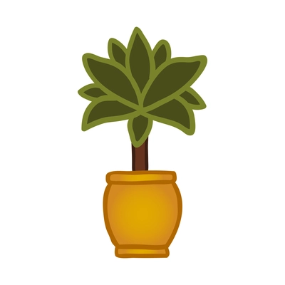 Green plant in pot cartoon icon vector illustration