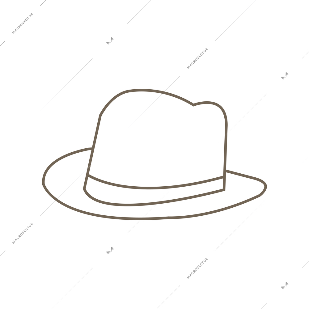 Fedora hat line icon flat vector illustration