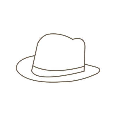 Fedora hat line icon flat vector illustration