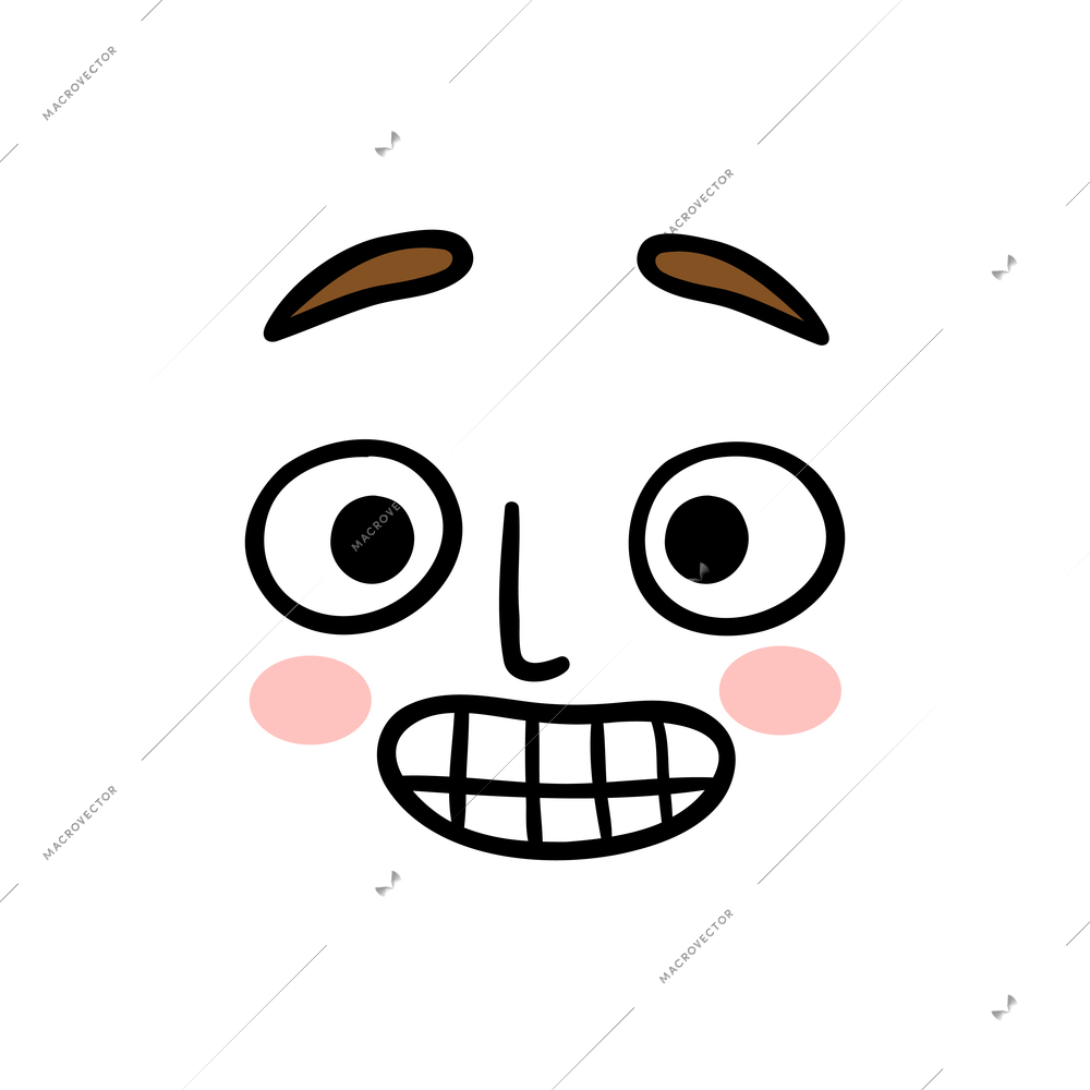 Scared facial expression mood flat icon vector illustration