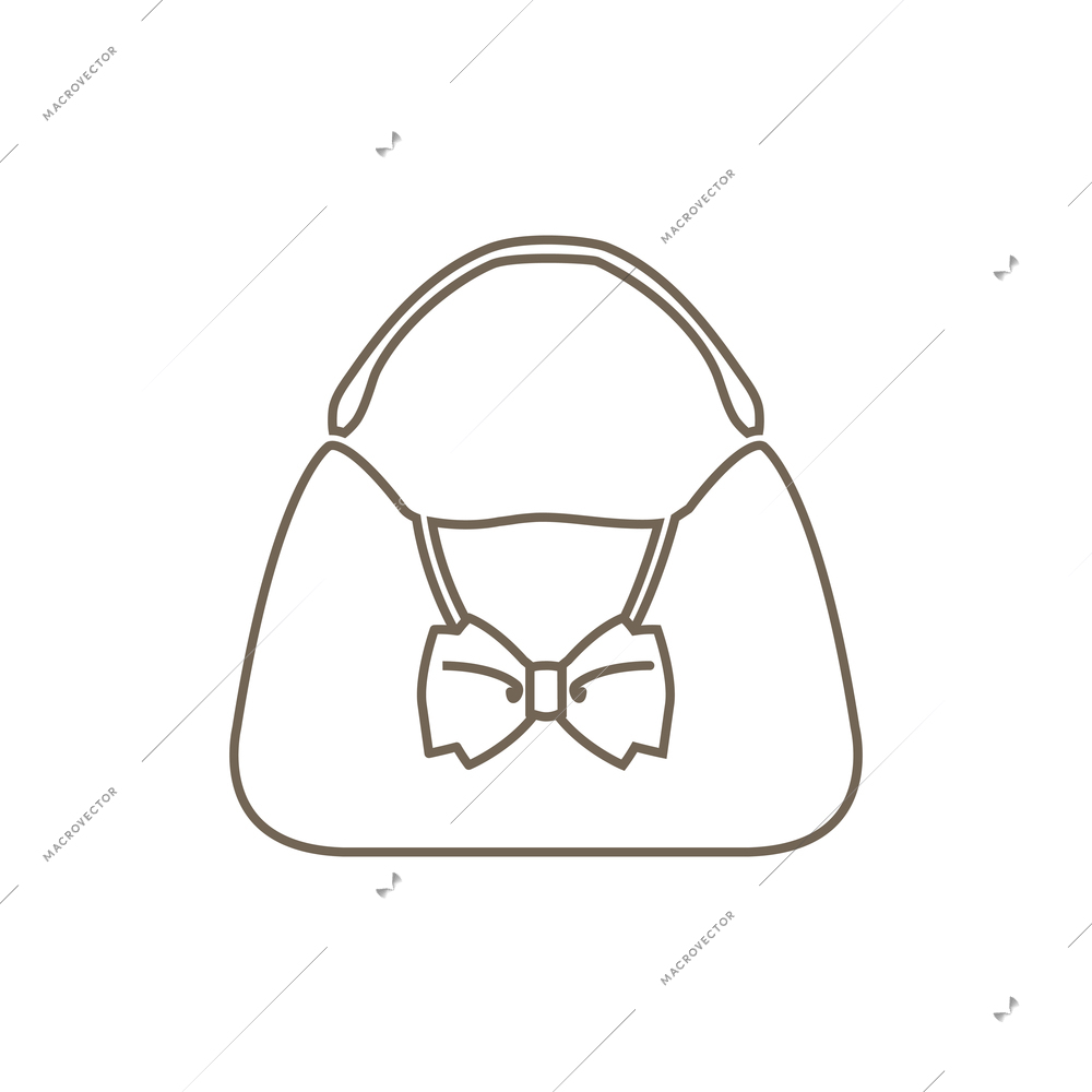 Female hand bag with bow line icon flat vector illustration