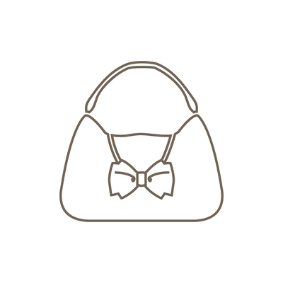 Female hand bag with bow line icon flat vector illustration