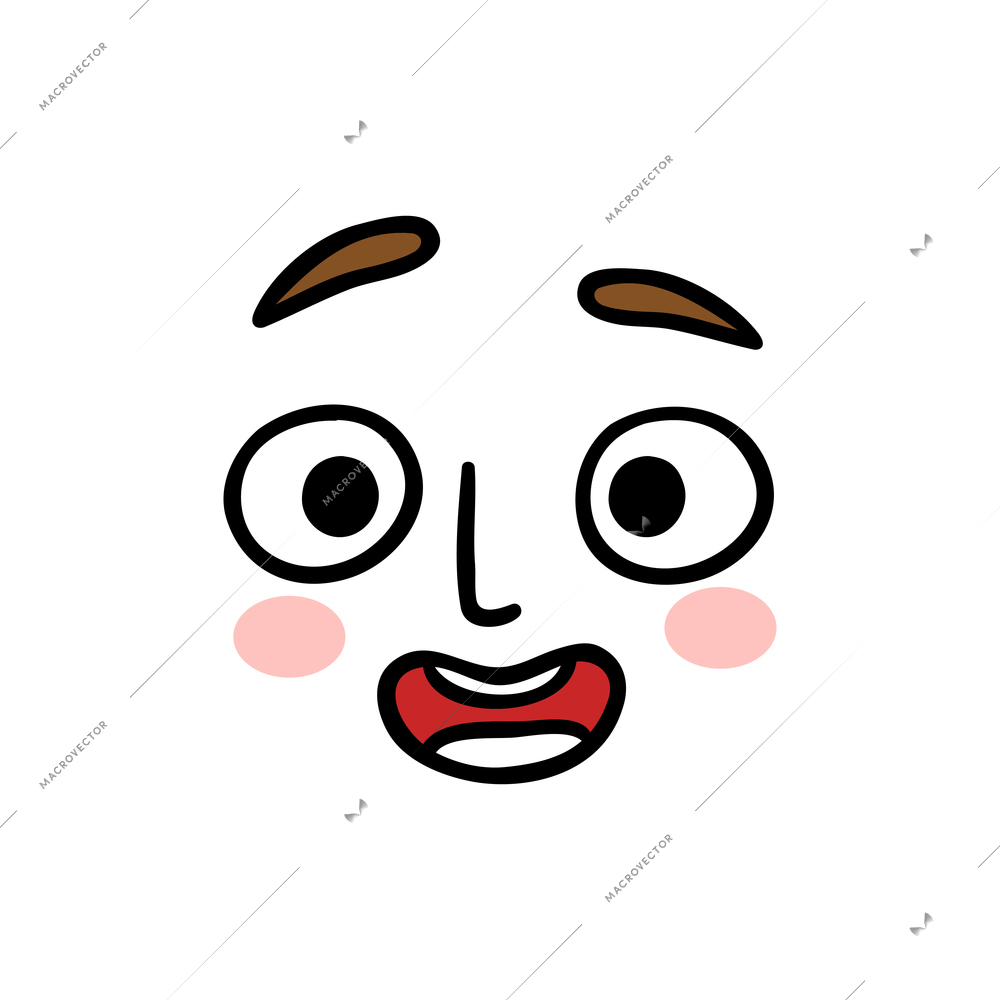 Facial mood expression flat icon with excited human face vector illustration