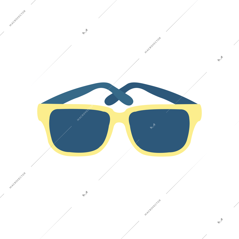 Blue sunglasses with yellow frames flat icon vector illustration