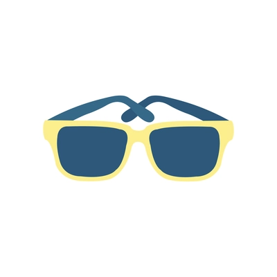 Blue sunglasses with yellow frames flat icon vector illustration