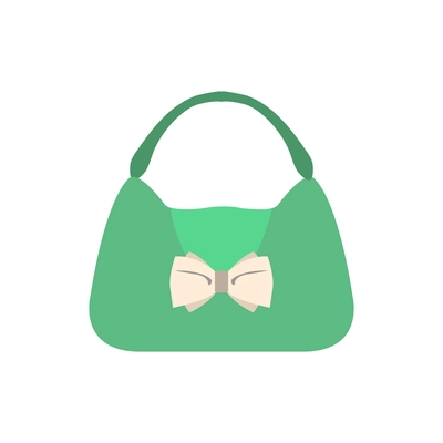 Small elegant green female bag with bow flat vector illustration