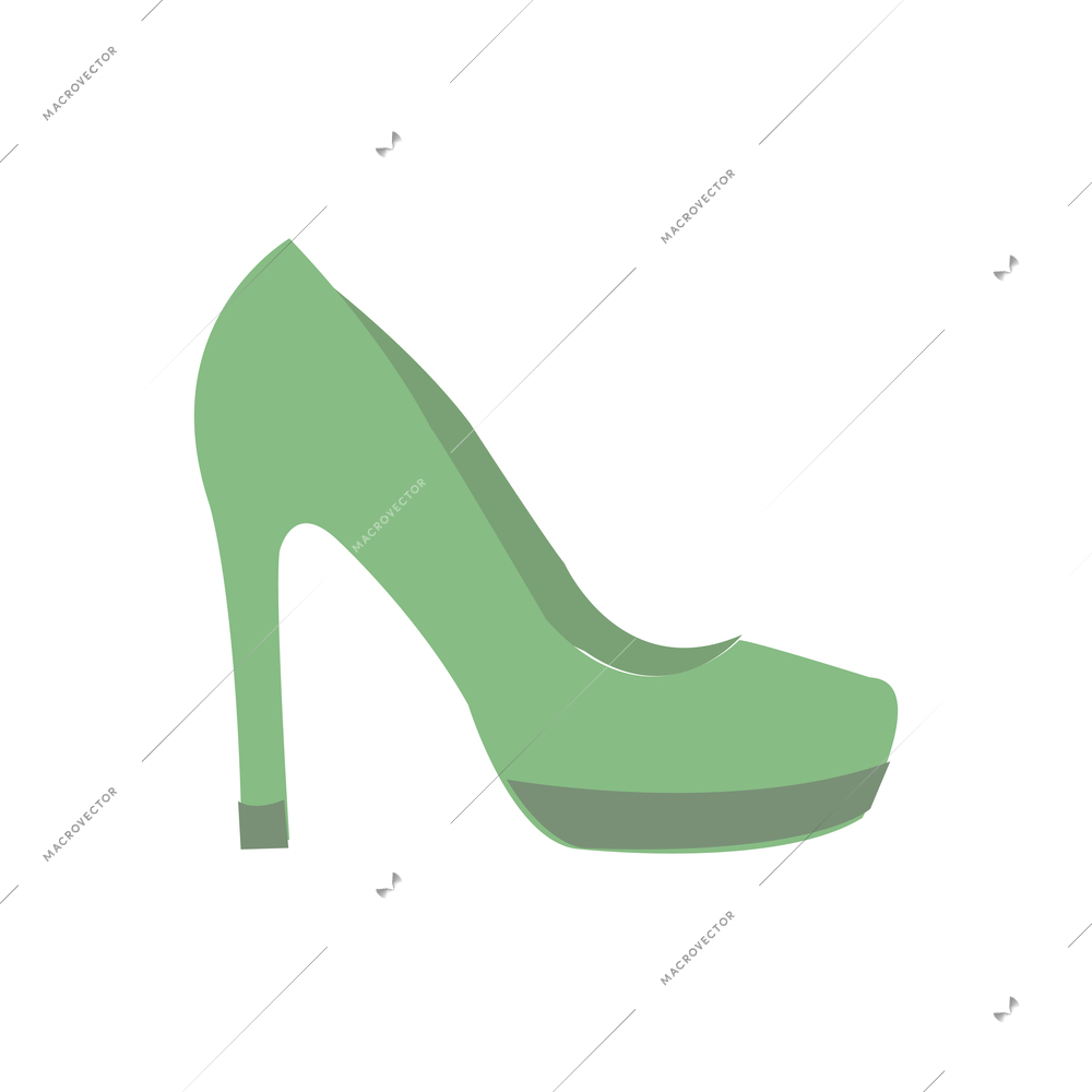 Green elegant high heeled shoe flat icon vector illustration