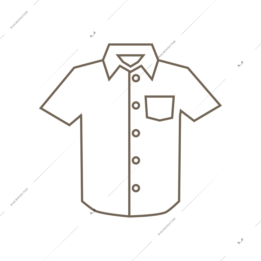 Short sleeved male shirt line icon flat vector illustration