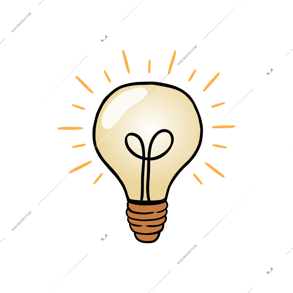 Cartoon icon with glowing light bulb vector illustration