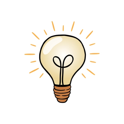 Cartoon icon with glowing light bulb vector illustration