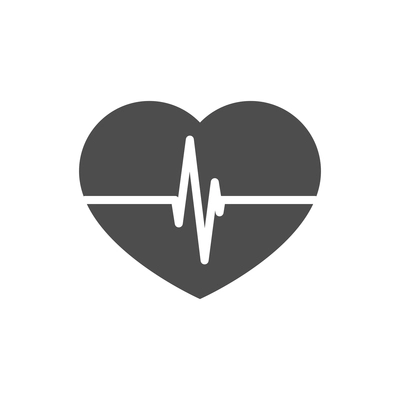 Flat monochrome heart rate icon vector illustration