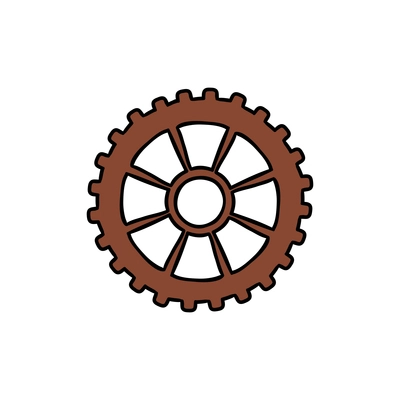 Cartoon brown cogwheel icon on white background vector illustration