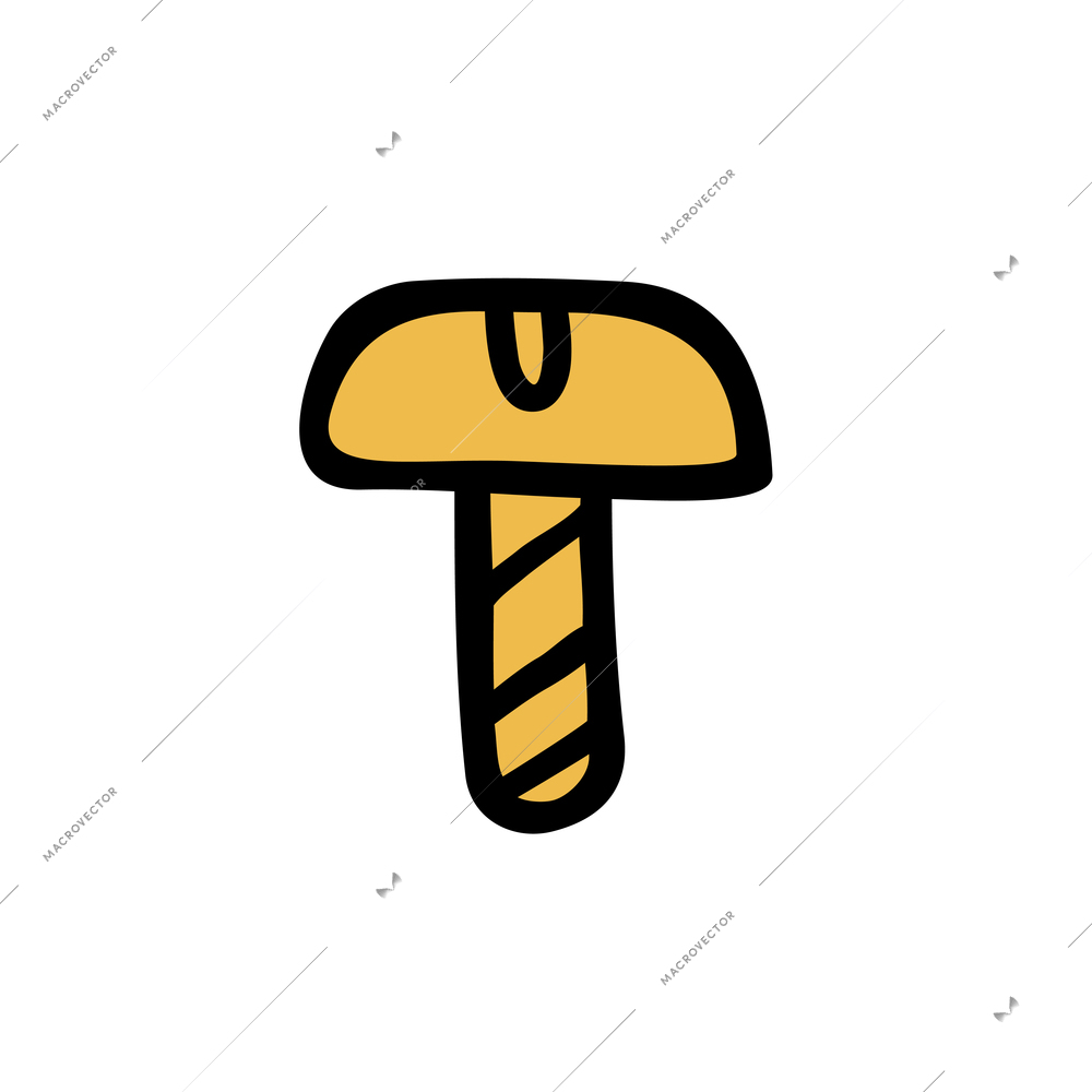 Yellow screw bolt cartoon icon vector illustration