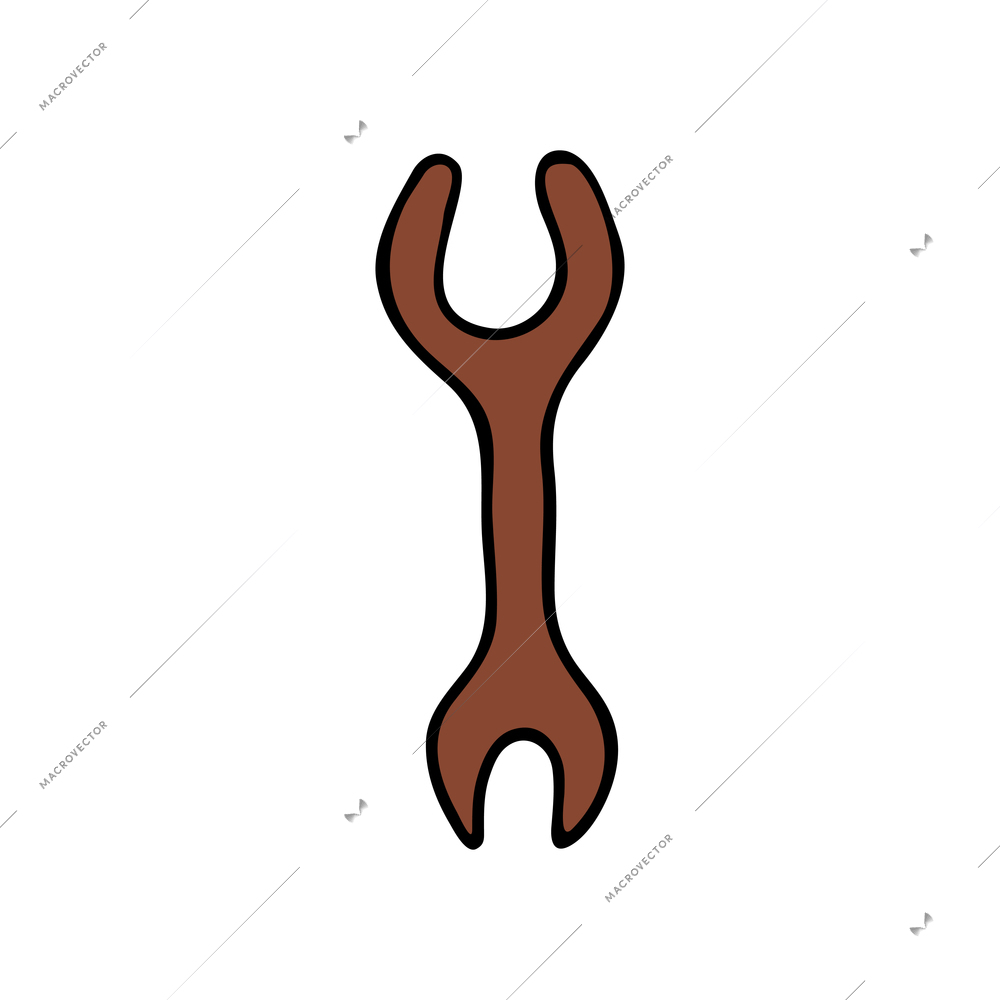 Steampunk cartoon icon with brown wrench vector illustration