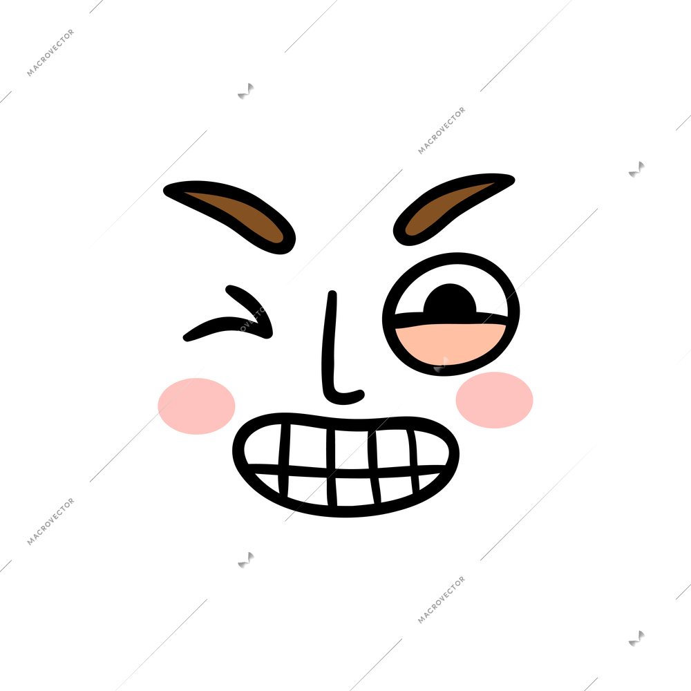 Angry facial expression with clenched teeth flat icon vector illustration