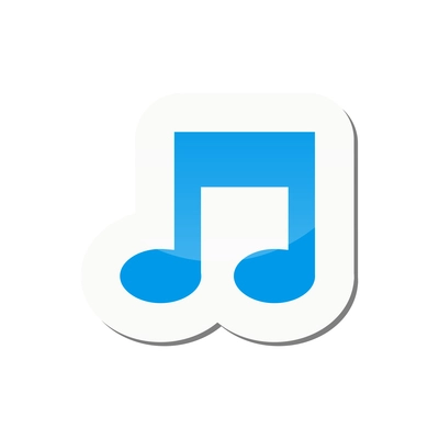 Blue music icon sticker flat vector illustration