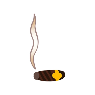 Smoldering cigar cartoon icon on white background vector illustration