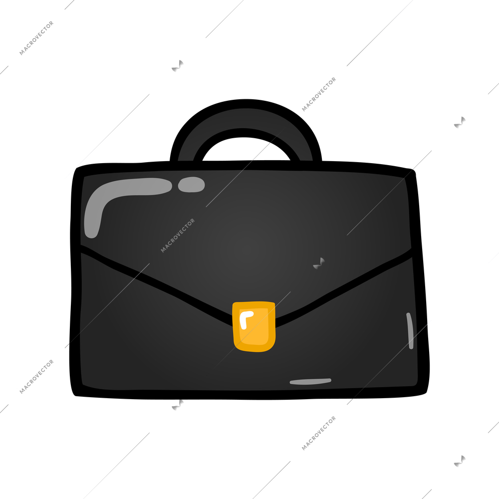 Cartoon icon with shiny black briefcase vector illustration