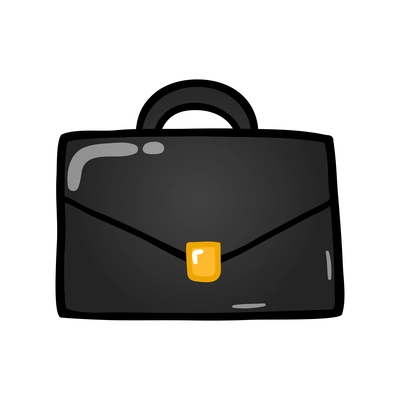 Cartoon icon with shiny black briefcase vector illustration