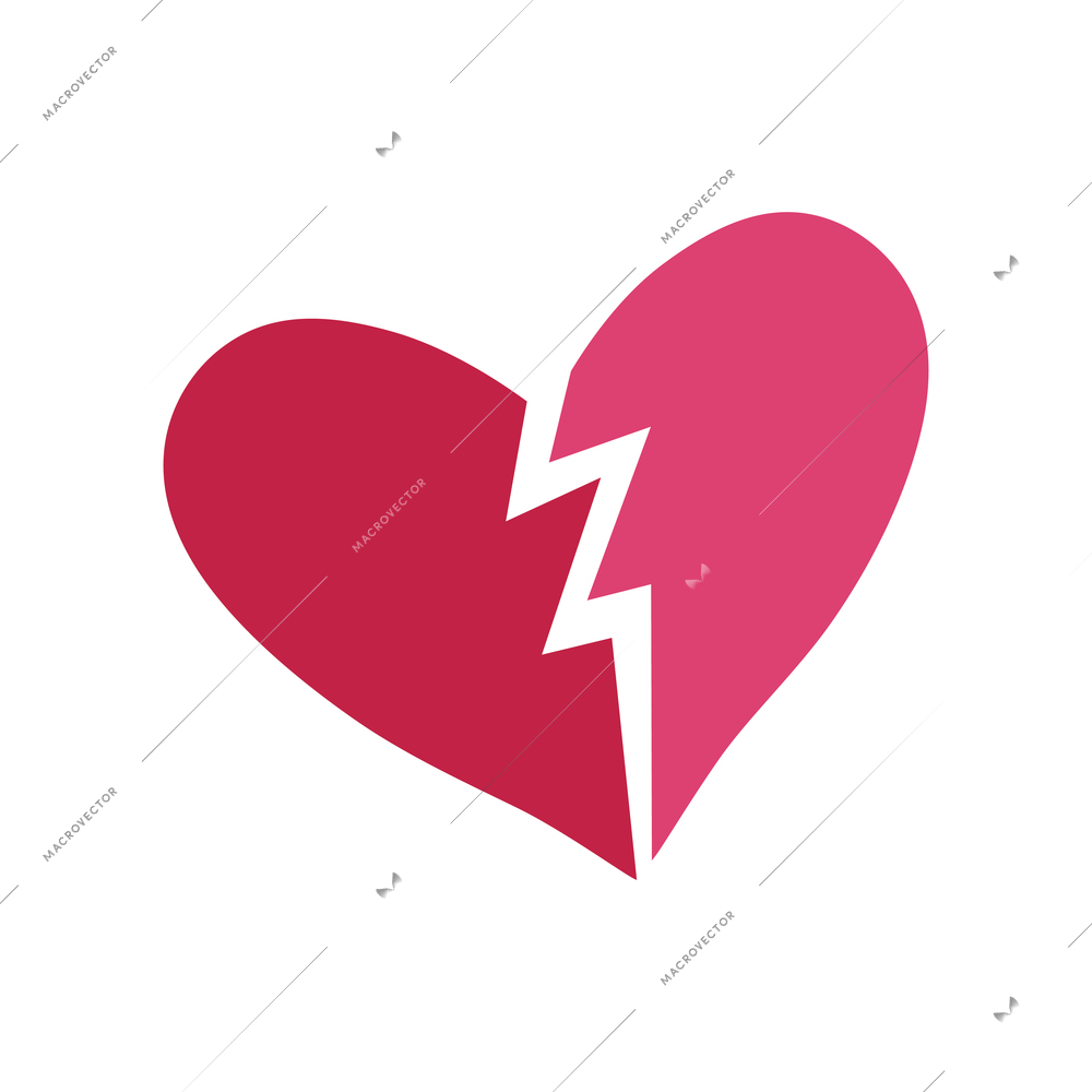 Color broken heart flat icon vector illustration