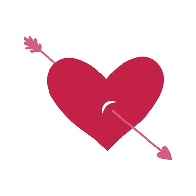 Red heart with arrow flat icon vector illustration