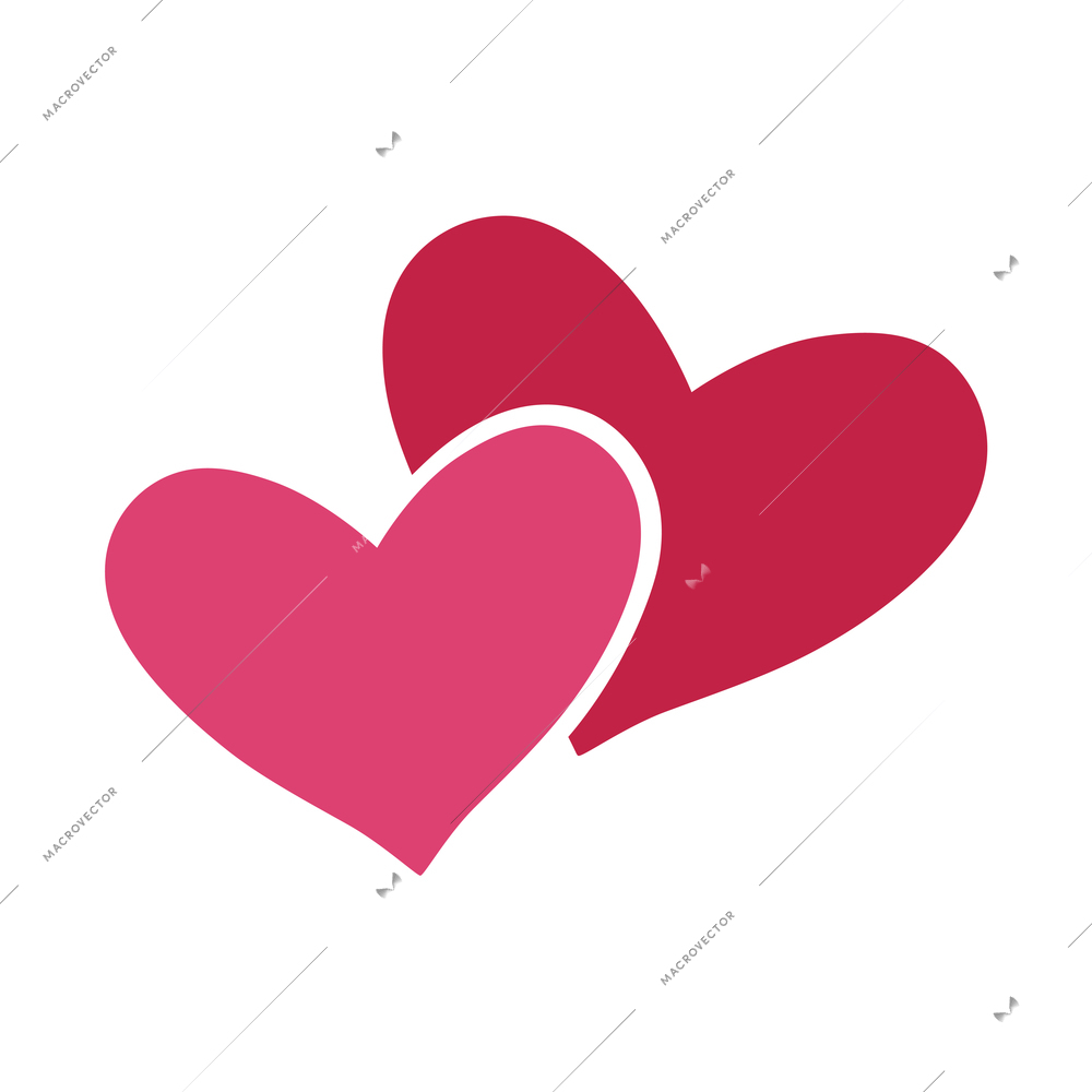 Flat icon with two color hearts vector illustration