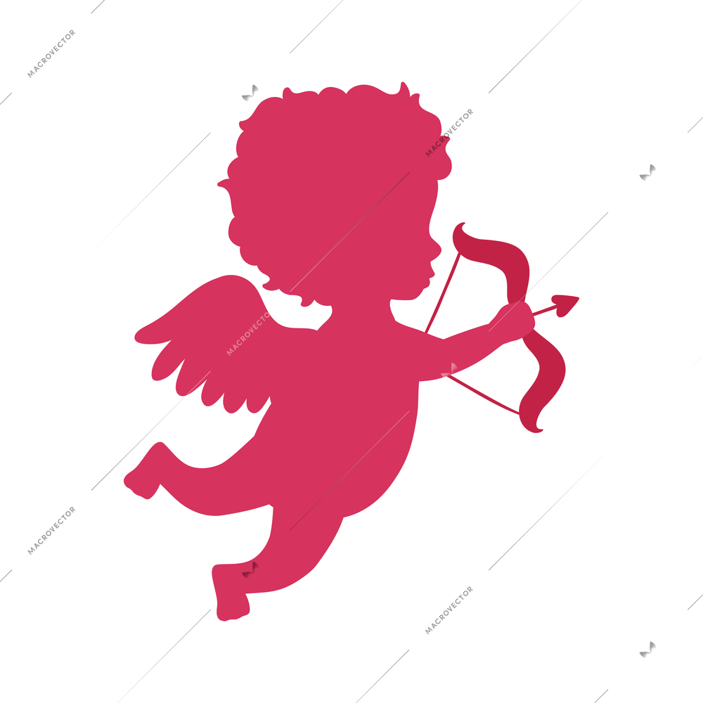 Cupid with bow flat icon in pink color vector illustration