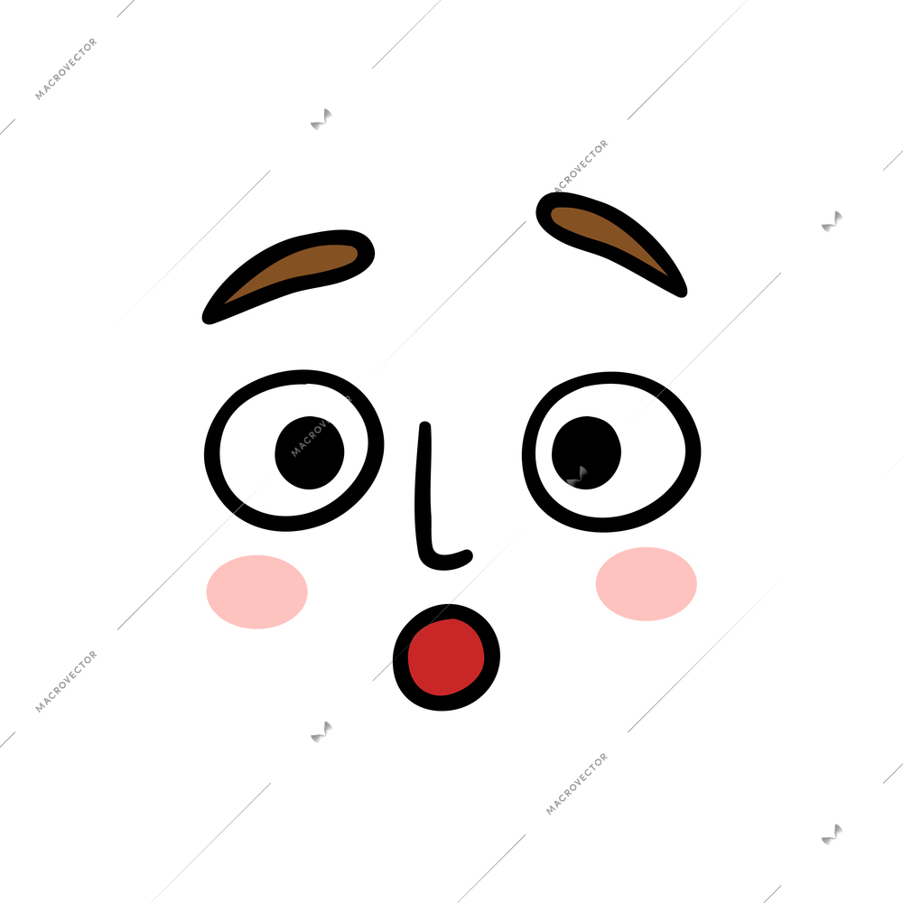 Surprised facial expression flat icon vector illustration