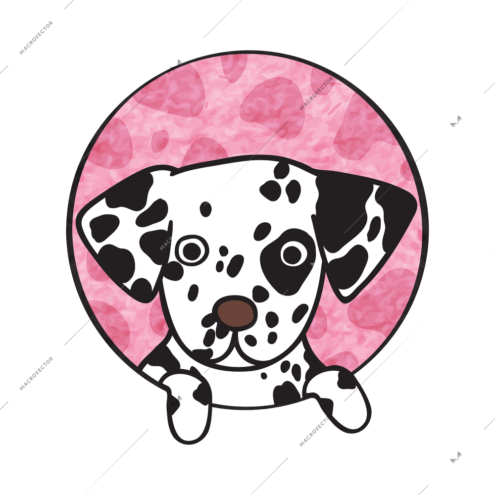 Cute plum pudding dog face flat icon vector illustration