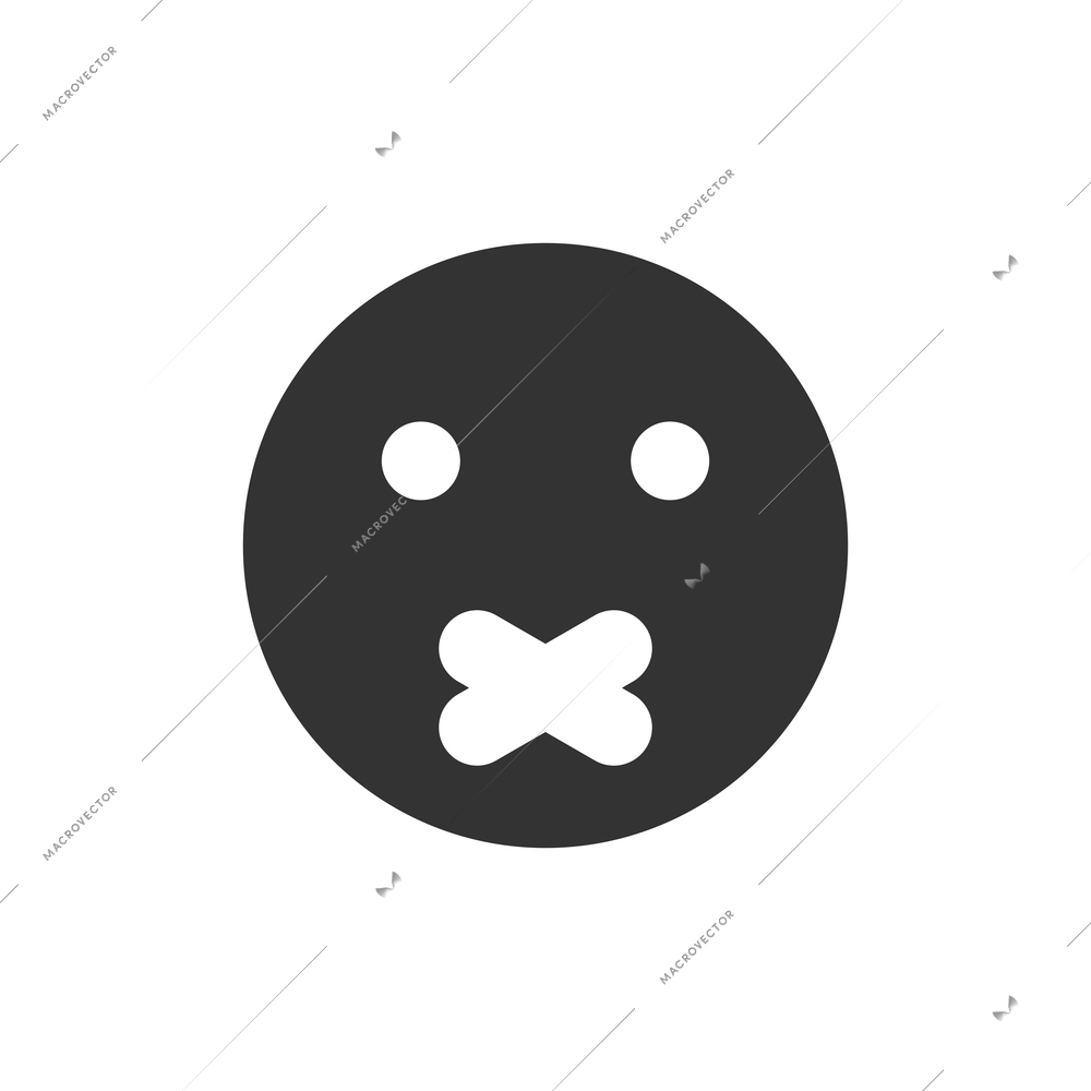 Silence smiley flat icon on white background vector illustration