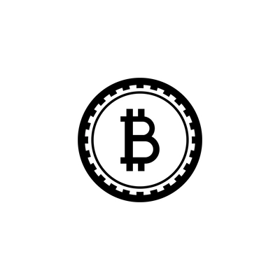 Bitcoin black contour icon flat vector illustration