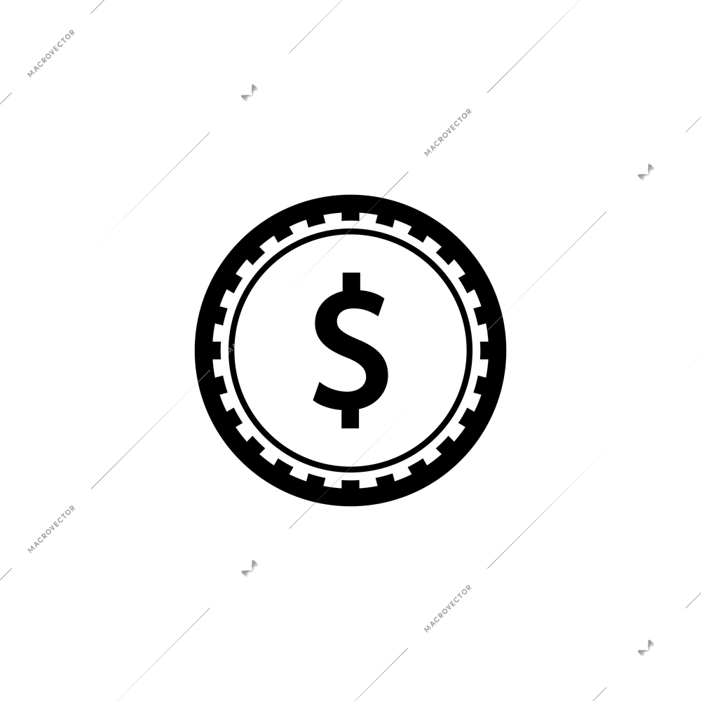 Cash flat icon with dollar coin vector illustration