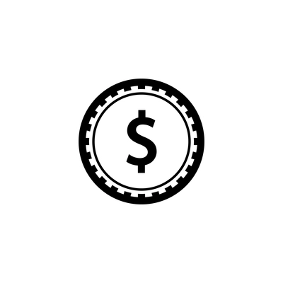 Cash flat icon with dollar coin vector illustration