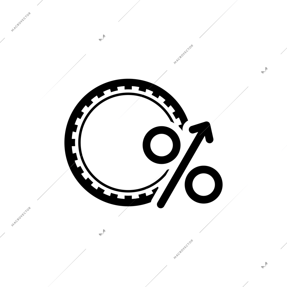 Cash finance flat icon with coin and percent sign vector illustration