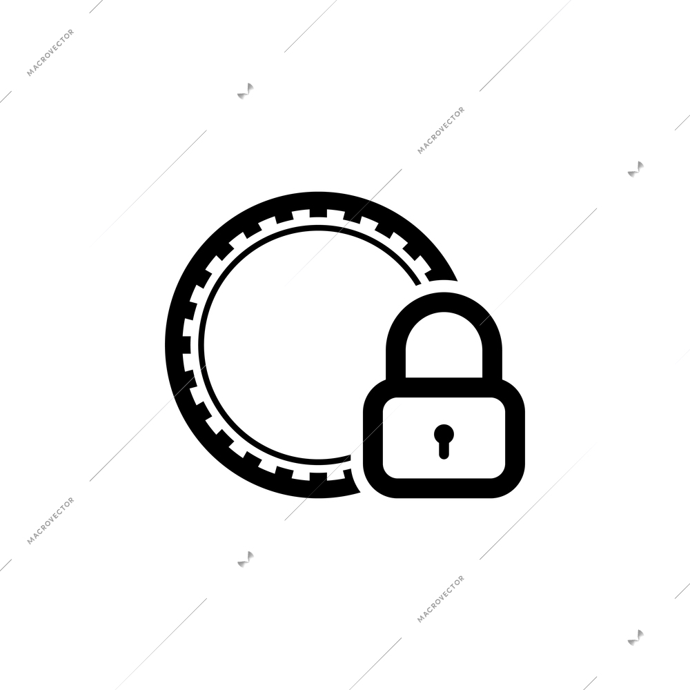 Cash protection safety flat icon with coin and lock vector illustration