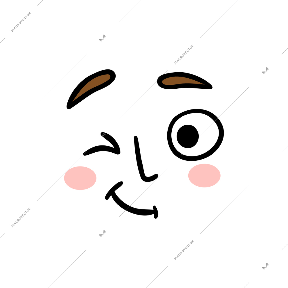 Facial expression icon with winking face flat vector illustration