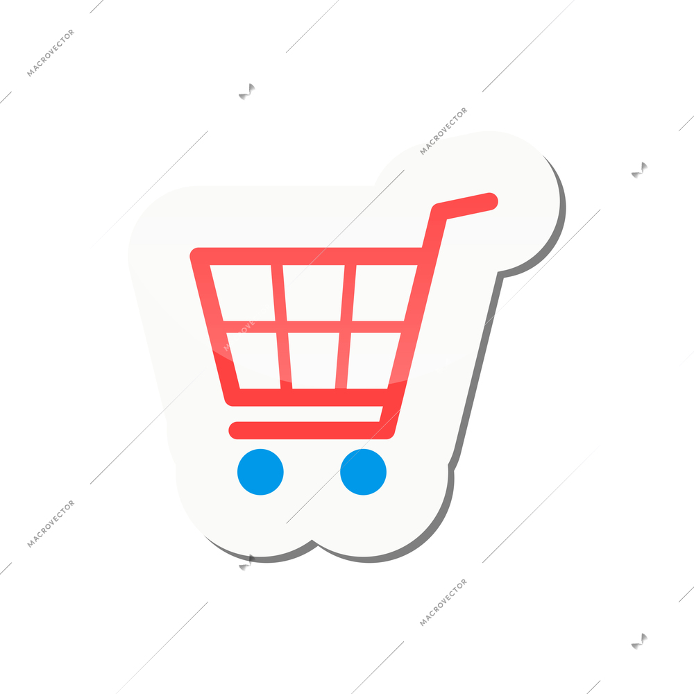Shopping cart icon flat sticker vector illustration