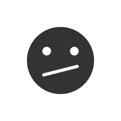 Smiley flat icon with confused face expression vector illustration