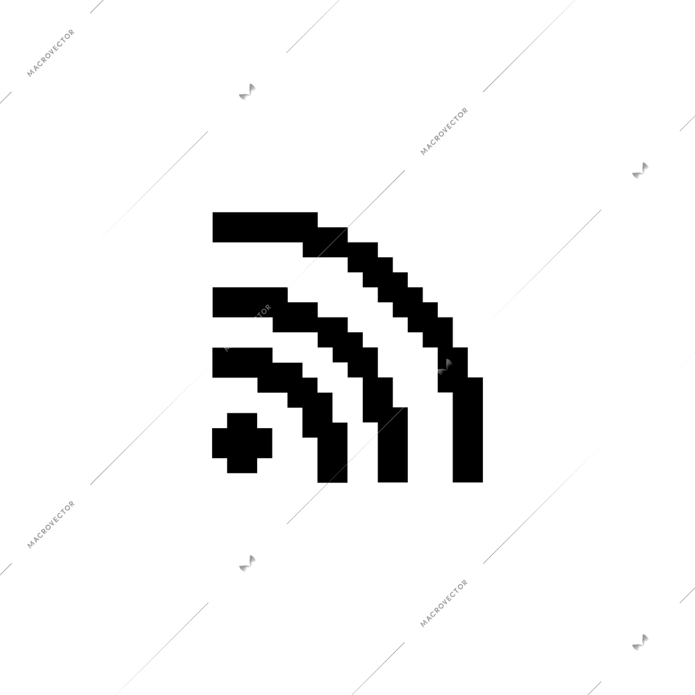 Black pixel icon with wifi sign flat vector illustration